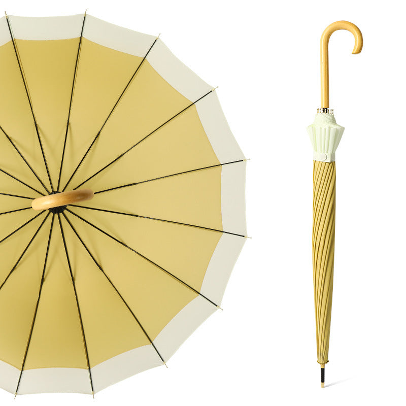 'Harmony' 16 Bone Elegant Umbrella with Wooden Curved Handle