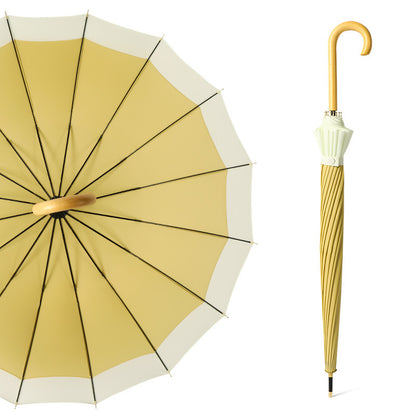 'Harmony' 16 Bone Elegant Umbrella with Wooden Curved Handle