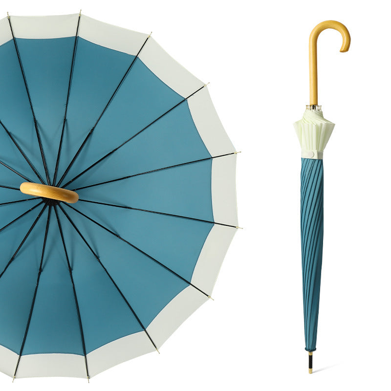 'Harmony' 16 Bone Elegant Umbrella with Wooden Curved Handle