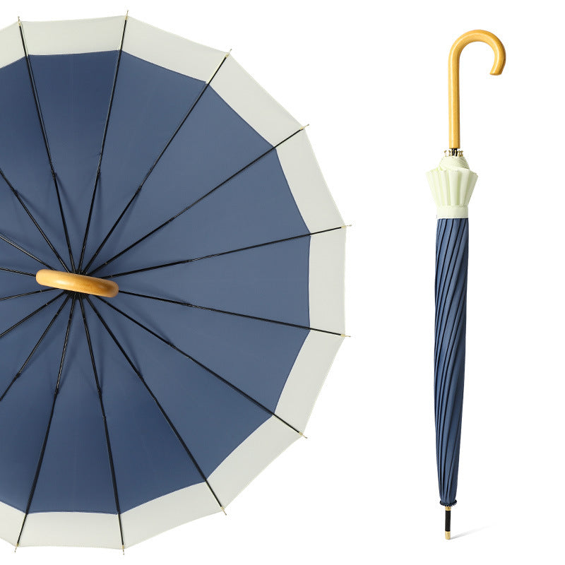 'Harmony' 16 Bone Elegant Umbrella with Wooden Curved Handle