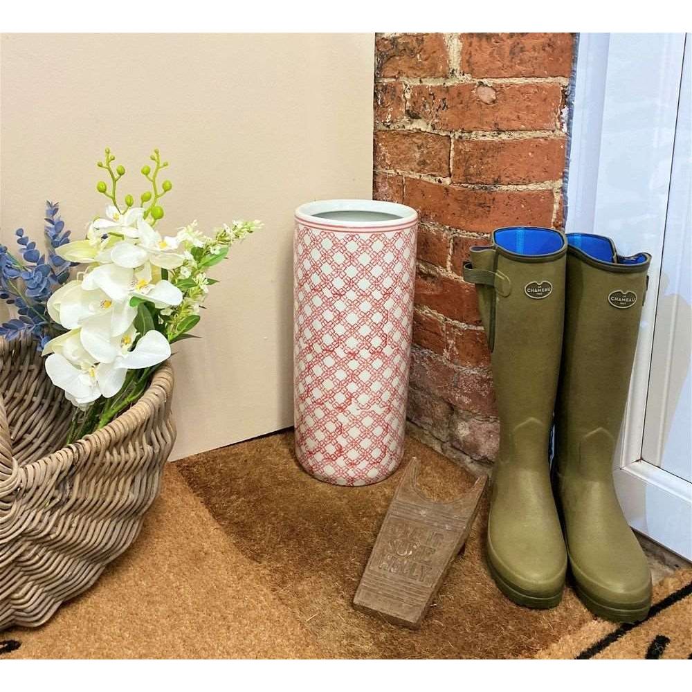 Red and White Daisy Chain Umbrella Stand