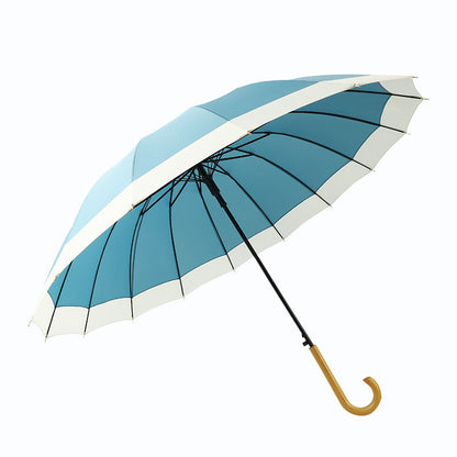 'Harmony' 16 Bone Elegant Umbrella with Wooden Curved Handle