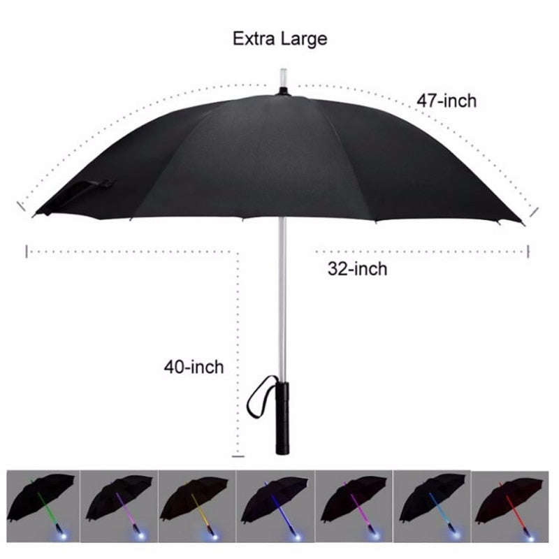 'Light Sabre' LED Light Up Safety Umbrella with built-in torch - thebrollystore.com